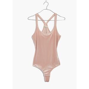 Madewell Womens Velvet Racerback Bodysuit Blush Size‎ Small